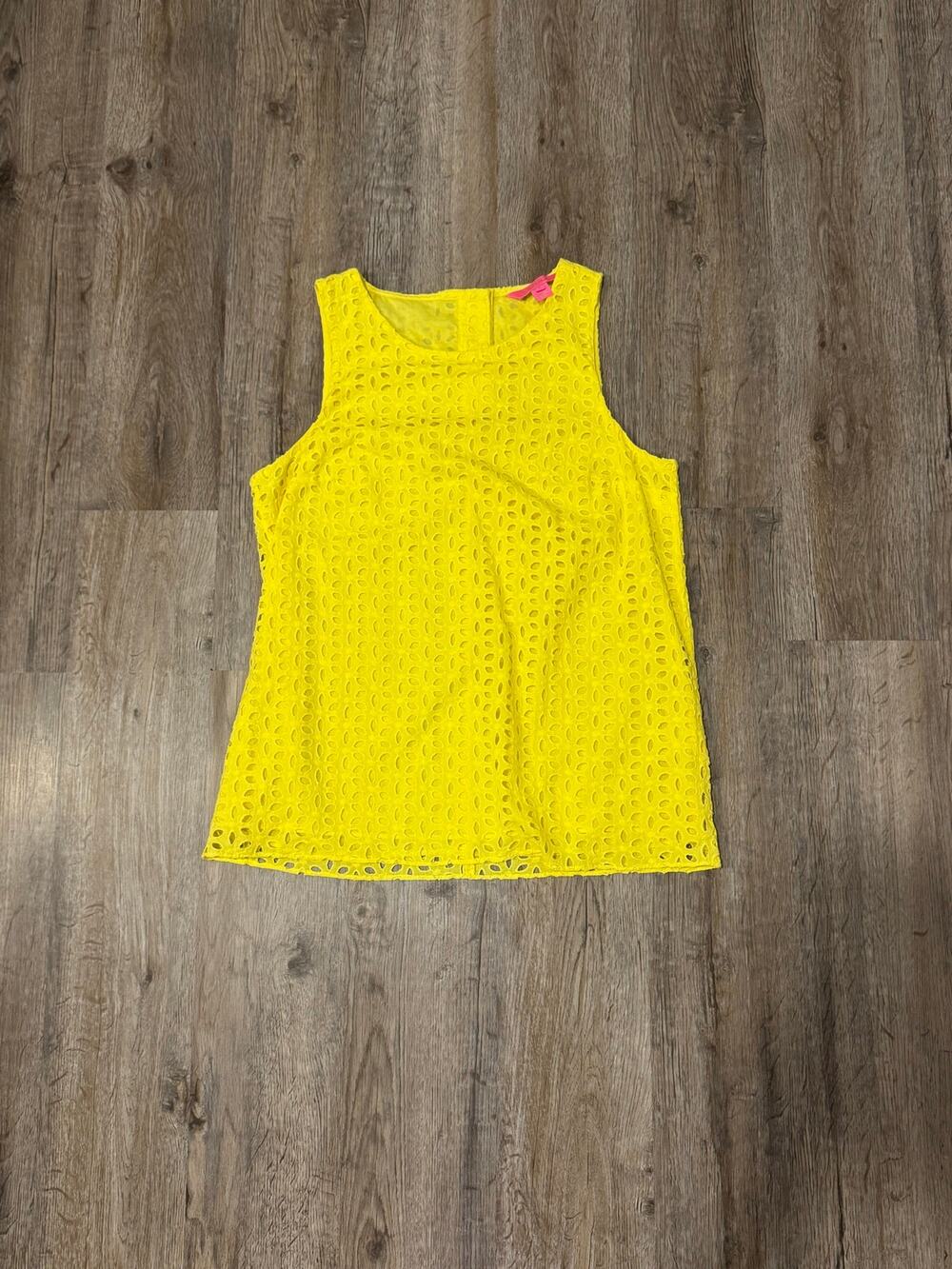 Lilly Pulitzer Women’s lona Pineapple Yellow Juice Petal Eyelet Top Size Small